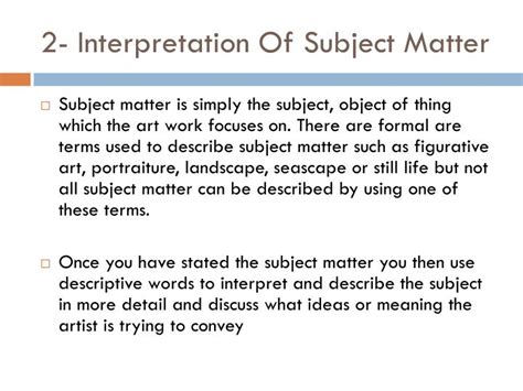 what does subject matter mean in art